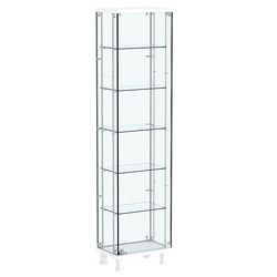 Витрина РОНДО с регулировочными полками №1-3-РЕГ на ножках (задняя стенка стекло), Белый