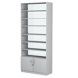 Стеллаж из ДСП с 6-ю полками 350x900 мм серии LEVEL-6 №13-1 (З/C - СТЕКЛО), Серый