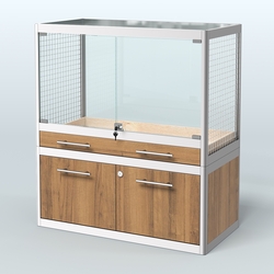 Витрина низкая для продажи средних млекопитающих в зоомагазин серии КУНЬИ-01, Орех