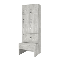 Шкаф для раздевалок со скамейкой КОМБО-Квартет №2-1, Метрополитан Грей