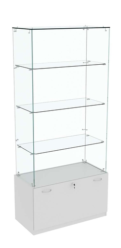 Витрина Кристалл №105 прямоугольная (З/C - стекло), без дверей., Серый