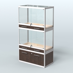 Витрина малая для продажи средних млекопитающих в зоомагазин серии КУНЬИ-02, Дуб Венге