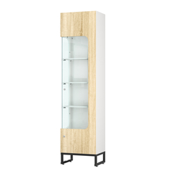 Витрина Монти №4 левая, Белый + Дуб Сонома