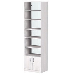 Стеллаж из ДСП с 5-ю полками 400x600 мм серии LEVEL-5 №7-1 (З/C - СТЕКЛО), Ясень Анкор светлый