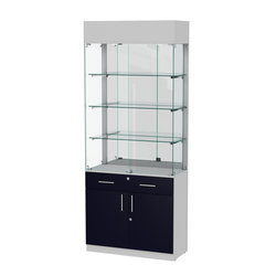 Витрина ювелирная "Диаманд" №15, ЛДСП серый + МДФ инфиго