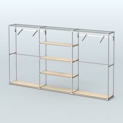 Торговая система ХРОМ без ДСП 3600 мм с полками ДСП и поручнями №10, Дуб Сонома