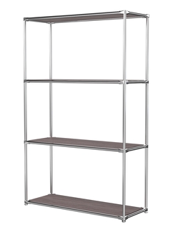 Хромированный стеллаж СТИЛЬ №1г с полками ДСП 16 мм, Ясень Анкор темный - U31105