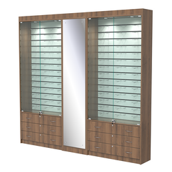 Комплект витрин под очки №10+1+10 (закрытый доступ), Орех