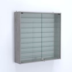 Витрина настенная №204-5А с девятью прозрачными полками, Бетон Чикаго светло-серый F186 ST9