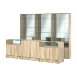 Комплект витрин с регулировочными полками NE-6 №12-2 и прилавков ЭК-2, Дуб сонома