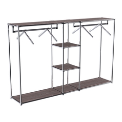 Хромированный стенд-вешало TD-51 №1-3 Хром с полками ДСП 16мм, Ясень Анкор темный - U31105