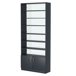 Стеллаж из ДСП с 6-ю полками 300x900 мм серии LEVEL-6 №12-1 (З/C - СТЕКЛО), Антрацит