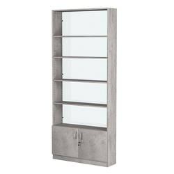 Стеллаж из ДСП с 4-мя полками 250x900 мм серии LEVEL-4 №11-1 (З/C - СТЕКЛО), Бетон Чикаго светло-серый F186 ST9