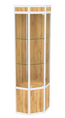 Витрина из профиля пятигранная угловая №1 , Дуб Золотистый