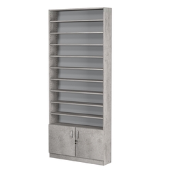 Стеллаж из ДСП с 9-ю полками 200x900 мм серии LEVEL-9 №10 (З/C - ДВП), Бетон Чикаго светло-серый F186 ST9