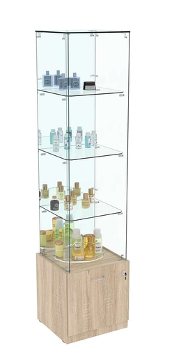 Витрина Кристалл №108 стаканчик (З, С - зеркало), без дверей, Дуб сонома