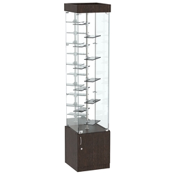 Стеклянная торговая витрина с миниатюрными тонированными полками Dark №4-2, Дуб Венге