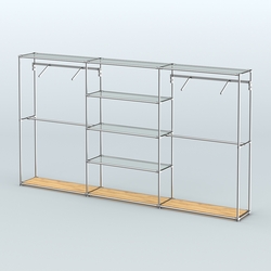 Торговая система ХРОМ без ДСП 3600 мм с прозрачными полками и поручнями №10, Дуб Золотистый