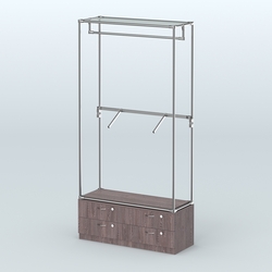 Торговая система ХРОМ без ДСП 1200 мм №2-2 с тумбой Т-14 и поручнями, Ясень Анкор темный