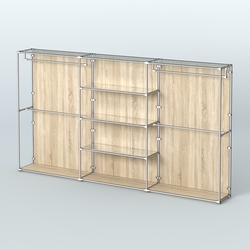 Торговая система ХРОМ (задняя стенка - ДСП) 3600 мм с зеркальными полками и поручнями №2, Дуб Сонома