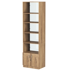 Стеллаж из ДСП с 4-мя полками 400x600 мм серии LEVEL-4 №7-1 (З/C - СТЕКЛО), Дуб Канзас коричневый