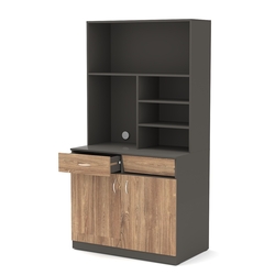 Офисная мини-кухня ВЕКТОР №6, Черный + Дуб Канзас Коричневый