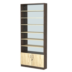 Стеллаж из ДСП с 6-ю полками 200x900 мм серии LEVEL-6 №10-2 (З/C - ЗЕРКАЛО), Дуб Венге + Дуб Сонома