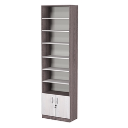 Стеллаж из ДСП с 6-ю полками 300x600 мм серии LEVEL-6 №5 (З/C - ДВП), Ясень Анкор темный + Ясень Анкор светлый