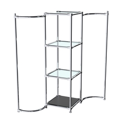 Хромированное вешало ВОЛНА №1-1 с полками стекло 6 мм, Черный