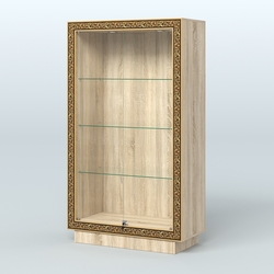 Низкая витрина с декором и верхней подсветкой НБА-5, Дуб сонома
