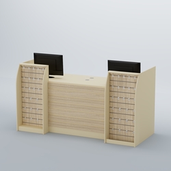 Ресепшен Атлант с накладными планками и экономпанелями №8, Крем Вайс и Дуб Сонома U2236-5