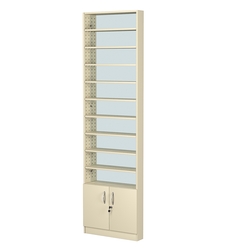 Стеллаж из ДСП с 9-ю полками 100x600 мм серии LEVEL-9 №1-2 (З/C - ЗЕРКАЛО), Крем Вайс