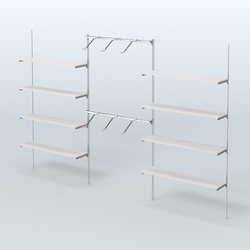 Neo Fix №11 с полками из ДСП и хромированными поручнями (3600 мм), Ясень Анкор светлый