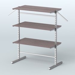 Система ЭЛЕГАНТ островная с шестью прямыми полками из ДСП №17а, Ясень Анкор темный