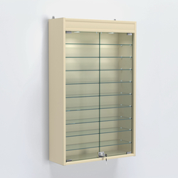 Витрина настенная №202-7А высокая с девятью полками и подсветкой, Крем Вайс