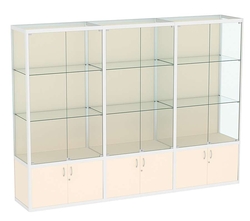 Витрина из профиля №2 (3-ех метровая) (задняя стенка - ДВП), Крем Вайс