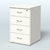 Тумба Нотте подкатная (4 ящика с замком) Белый