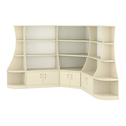 Угловой низкий стеллаж ГАРАНТ №2, Крем Вайс + Белый