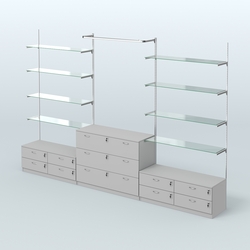 Система Neo Fix с прозрачными полками №6 и тумбами T-12 и Т13, Серый