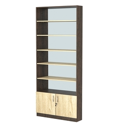 Стеллаж из ДСП с 5-ю полками 200x900 мм серии LEVEL-5 №10-2 (З/C - ЗЕРКАЛО), Дуб Венге + Дуб Сонома