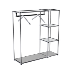 Хромированный стенд-вешало TD-43 №1-4 Хром с полками Зеркало 4мм, Серый