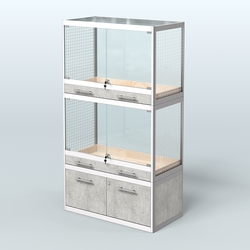 Витрина малая для продажи средних млекопитающих в зоомагазин серии КУНЬИ-02, Метрополитан Грей