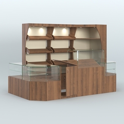 Угловой павильон для небольшого магазина по продаже хлеба и выпечки №2, Орех + Крем Вайс