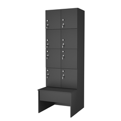 Шкаф для раздевалок со скамейкой КОМБО-Квартет №2-1, Черный