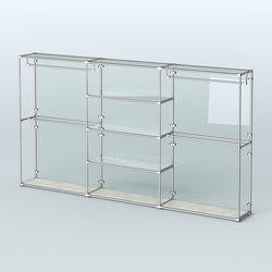 Торговая система ХРОМ (задняя стенка - стекло) 3600 мм с зеркальными полками и поручнями №2, Метрополитан Грей