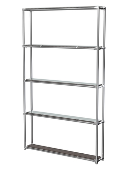 Торговый хромированный стеллаж с зеркальными полками №2, Дуб Венге