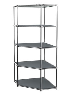 Угловой стеллаж Хром №3 с полками ДСП 16 мм, Темно-Серый