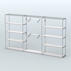 Торговая система ХРОМ без ДСП 3600 мм с полками ДСП и поручнями №6, Ясень Анкор светлый