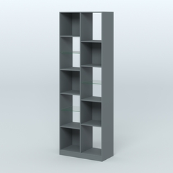 Стеллаж из ДСП серии ЛОФТ №8-3 с полками стекло 5 мм, Темно-Серый