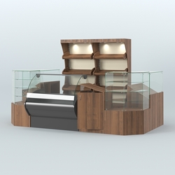 Пристенный небольшой павильон для торговли хлебом и выпечкой №1, Орех + Крем Вайс